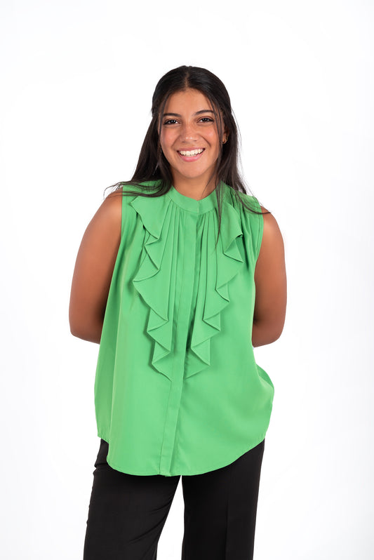 Sleeveless Flowy Blouse in green