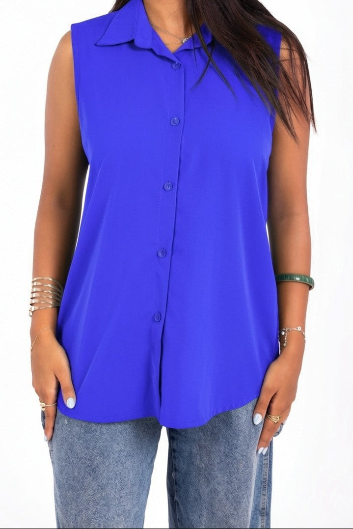 Sleeveless Shirt - in royal blue
