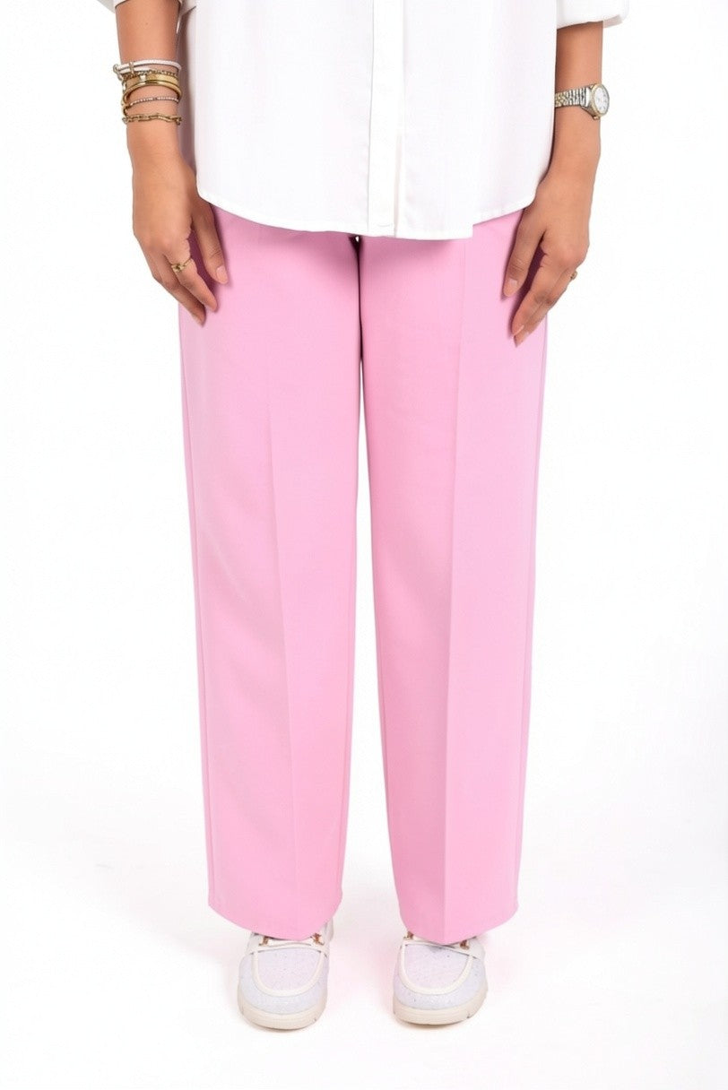 Straight Leg Pants - In Baby Pink