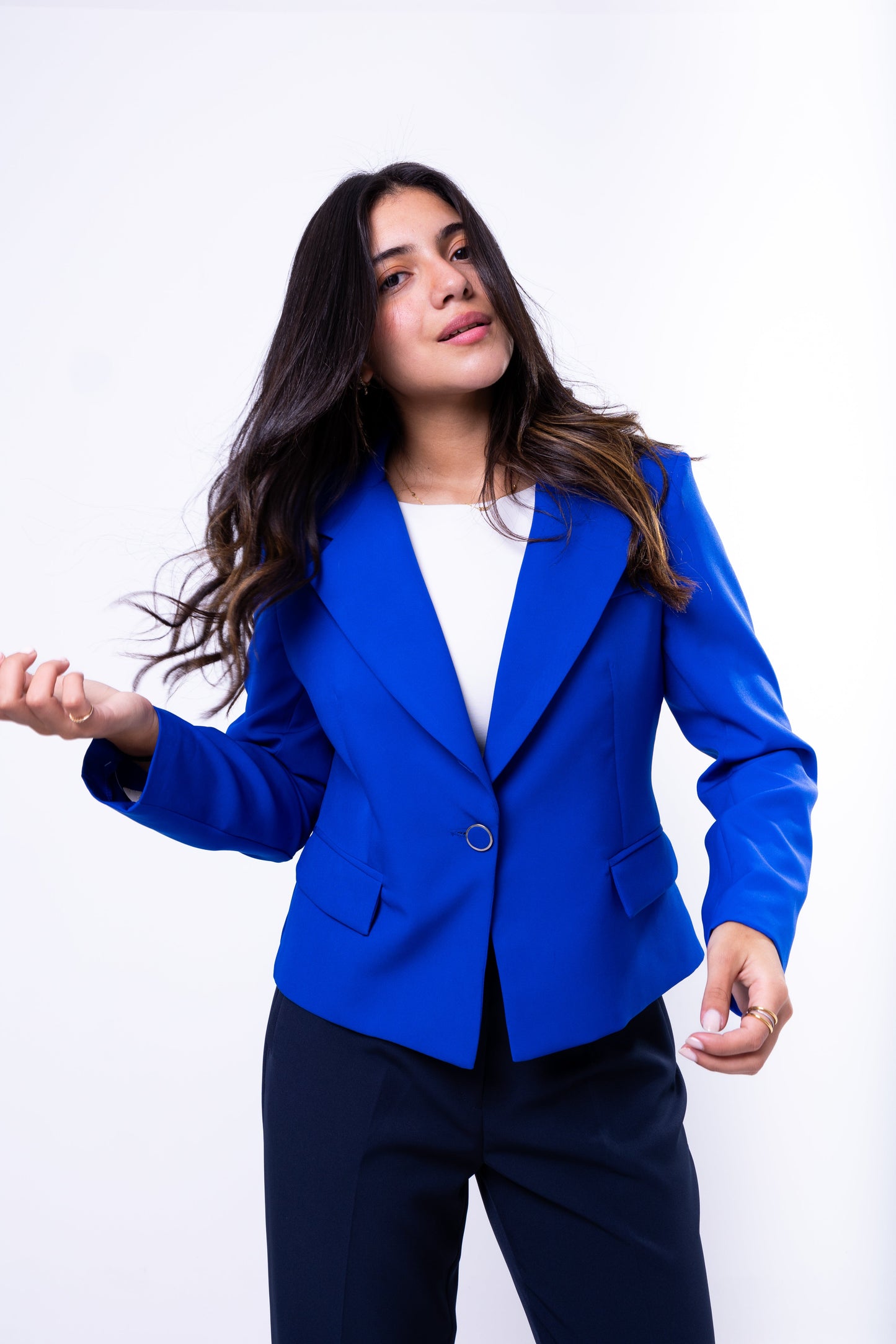 Mid-Length Blazer - In Royal Blue - Fully Lined