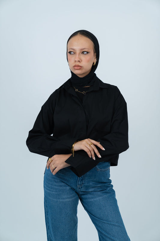 Cropped Poplin Shirt