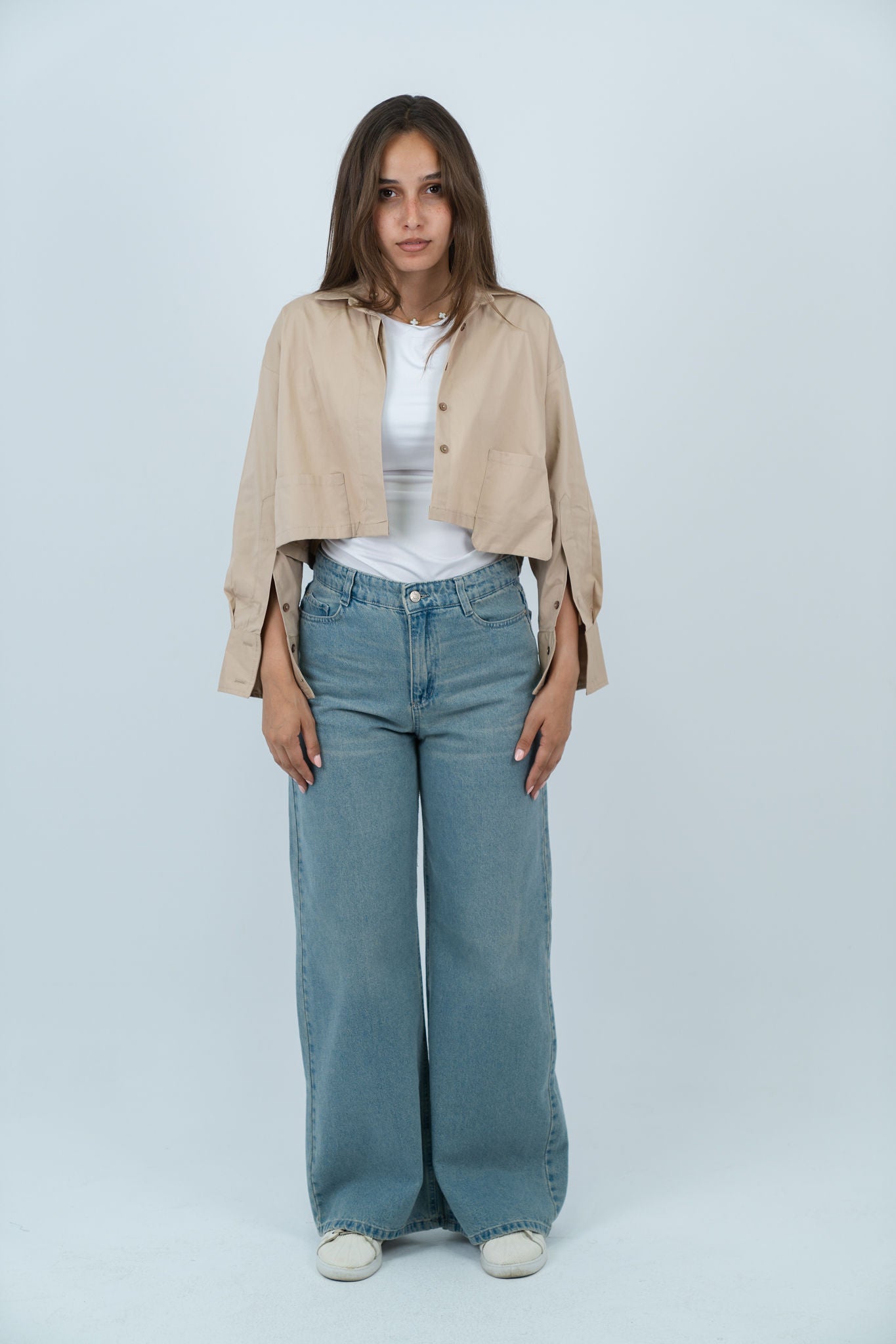 Cropped Poplin Shirt