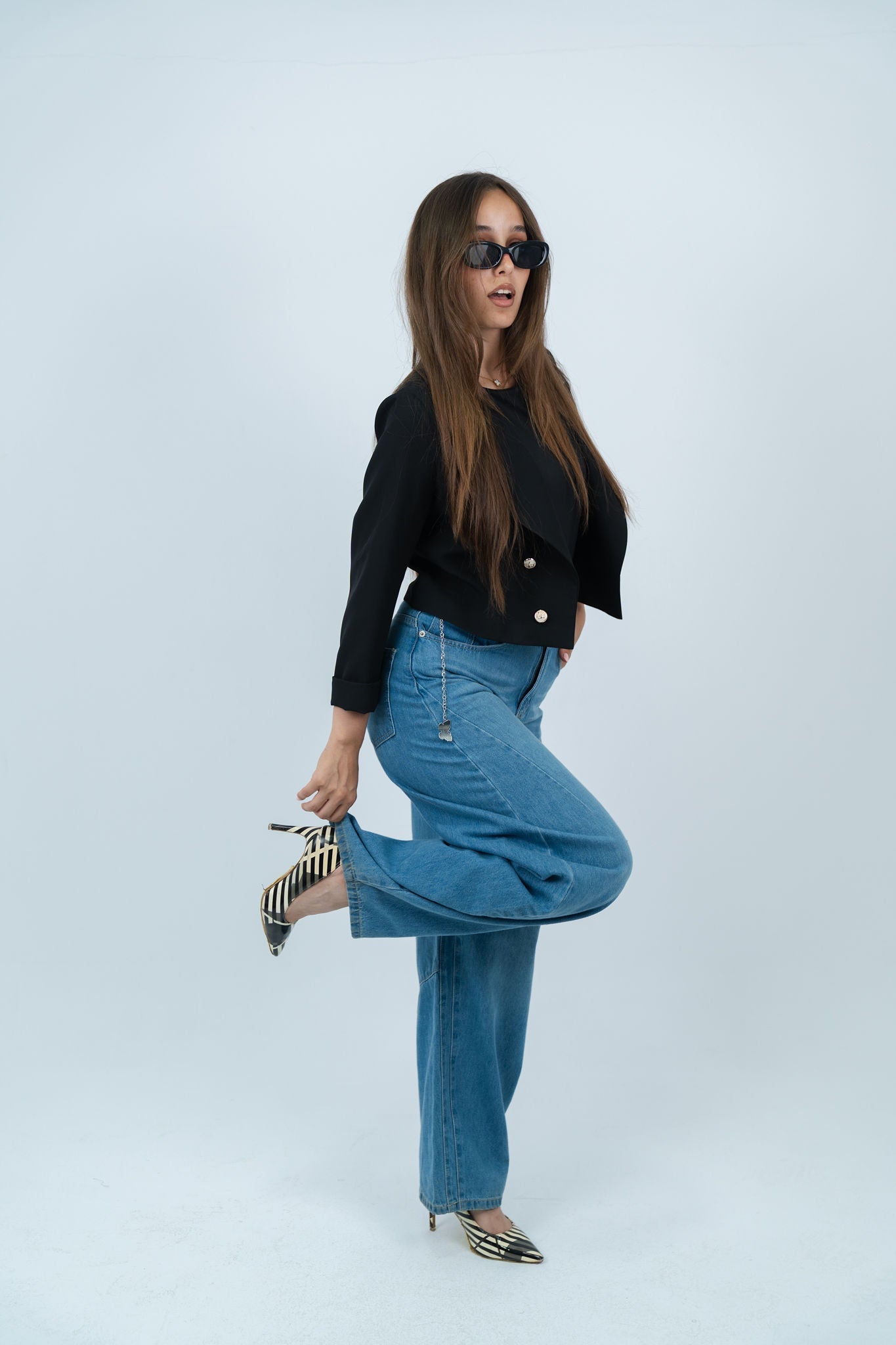 Cropped Blazer - In Black - Fully Lined