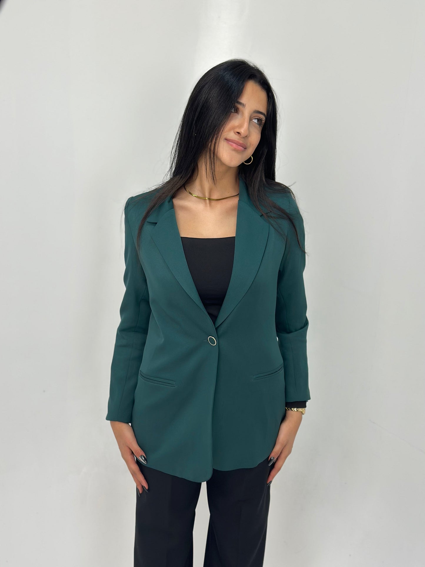 Relaxed Fit Blazer - In Teal - Fully Lined