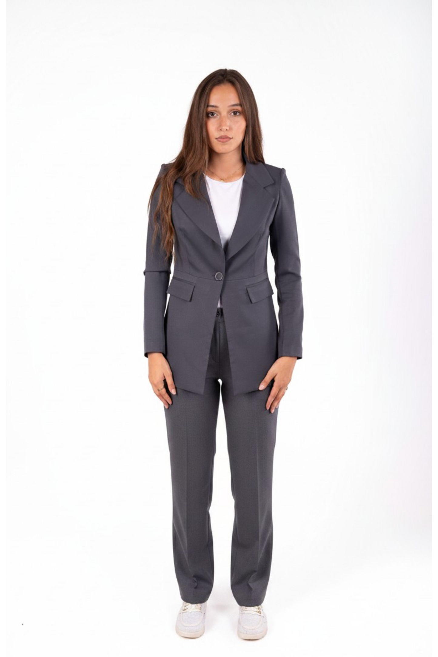 Straight Leg Pants - In Grey