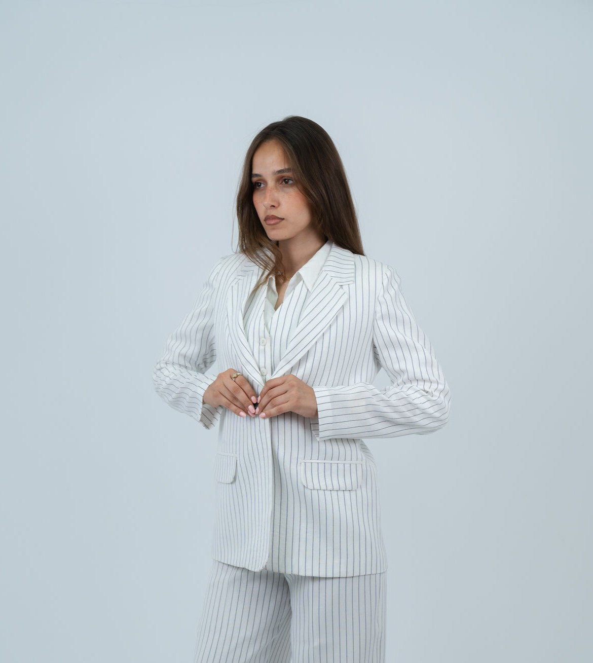 Stripped Linen Blazer