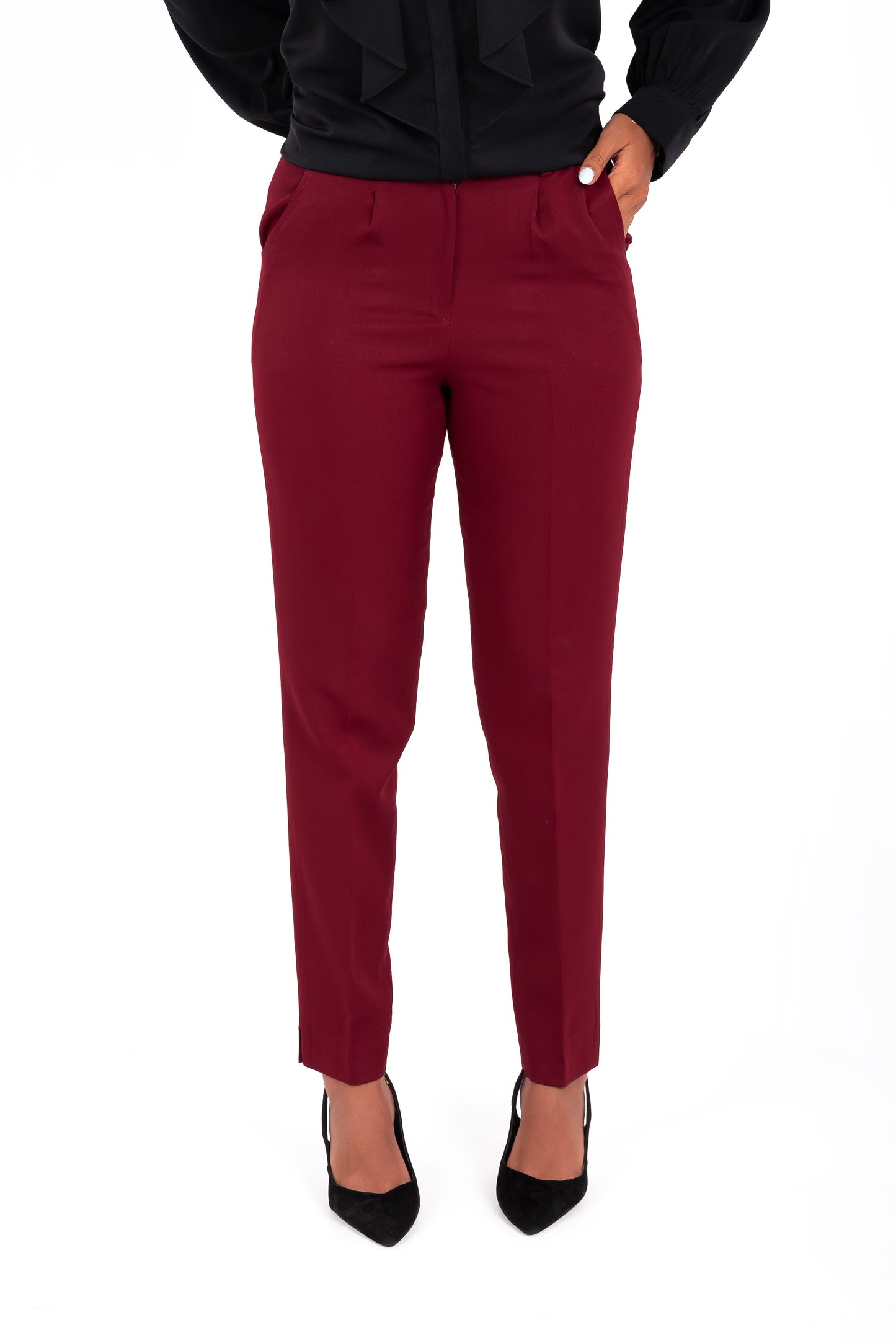 Slim Fit Pants - In Burgundy