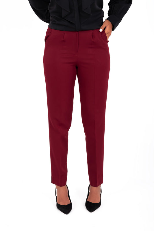 Slim Fit Pants - In Burgundy