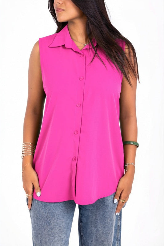 Sleeveless Shirt - in hot pink
