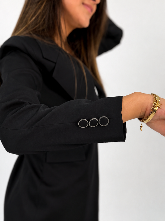 One-Button Essential Blazer - In Black - Without Lining