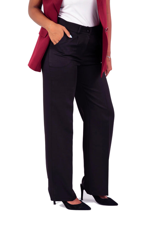 Straight Leg Pants - In Black