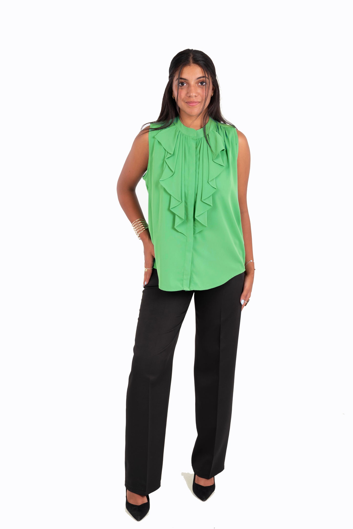 Sleeveless Flowy Blouse in green