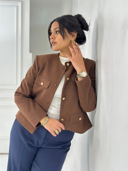 Wool Jacket In Brown