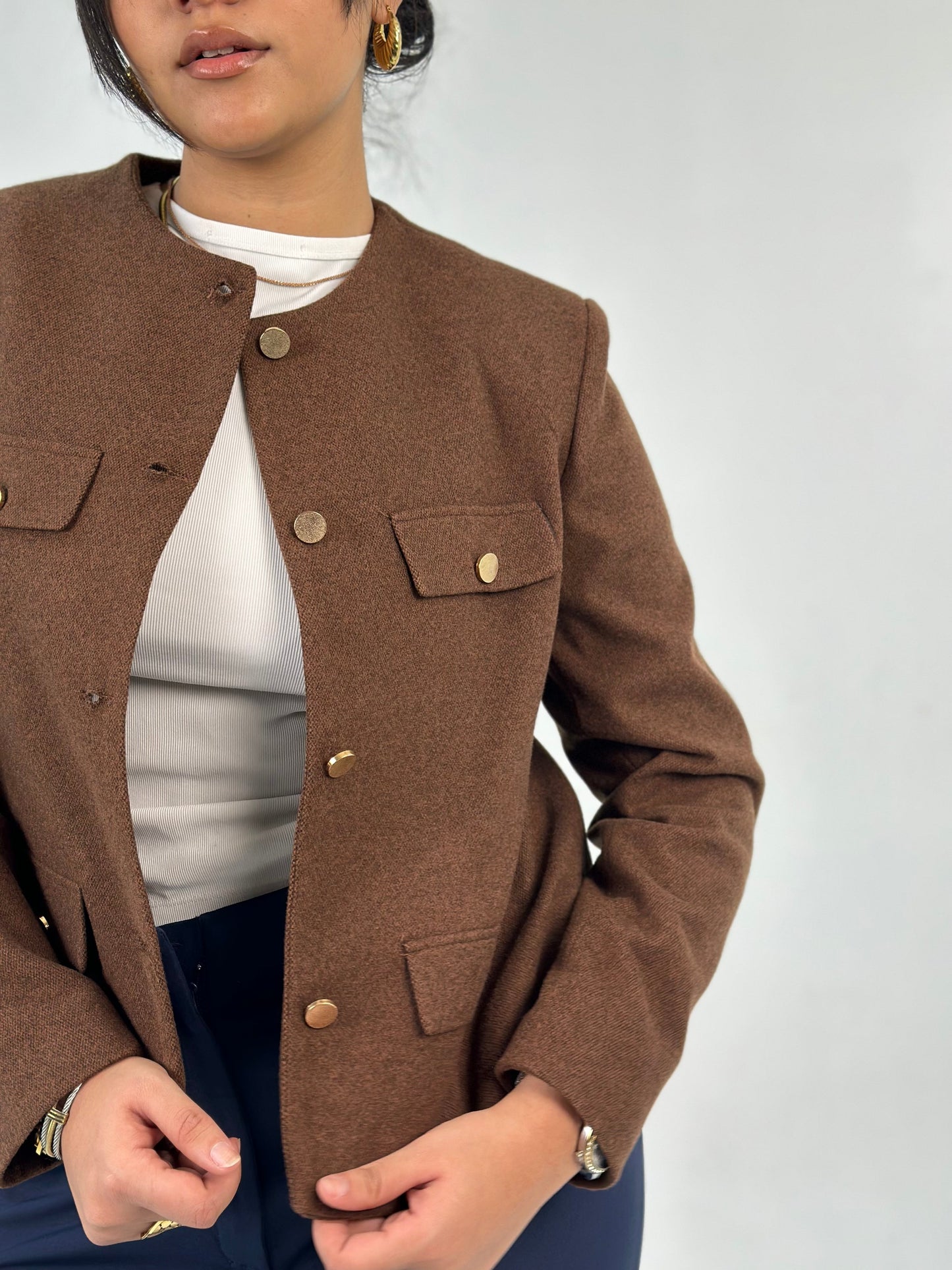 Wool Jacket In Brown