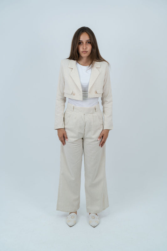cropped linen blazer