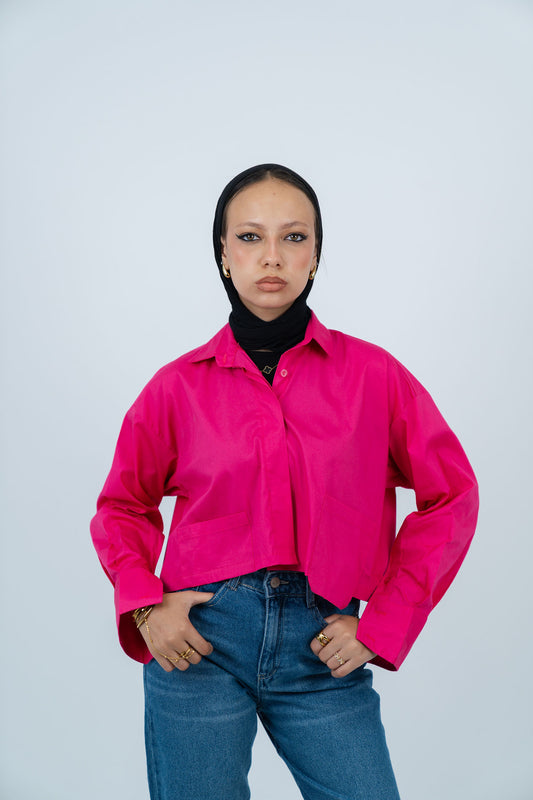 Cropped Poplin Shirt