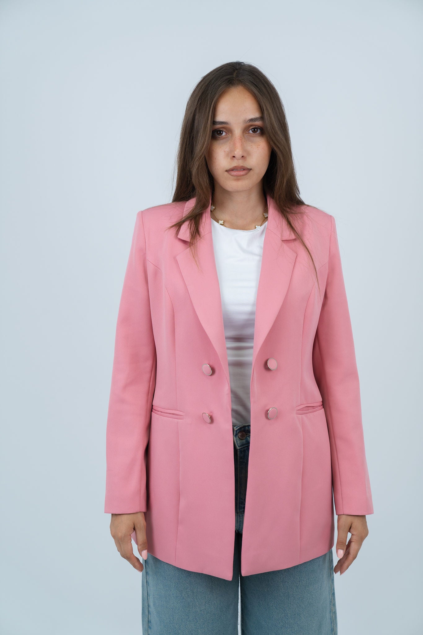 Double-Buttoned Blazer - In Cashmere - Fully Lined