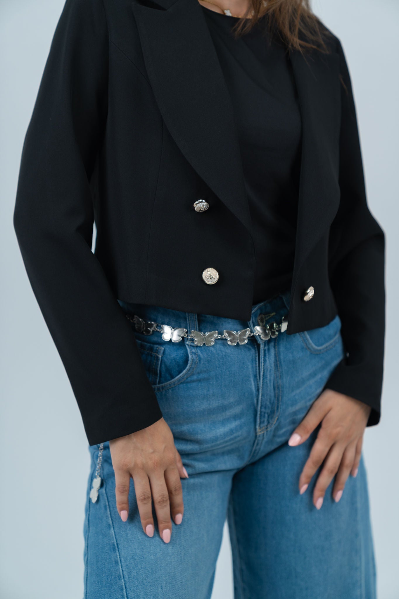 Cropped Blazer - In Black - Fully Lined