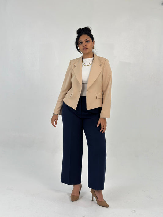 Mid-Length Blazer - In Beige - Fully Lined