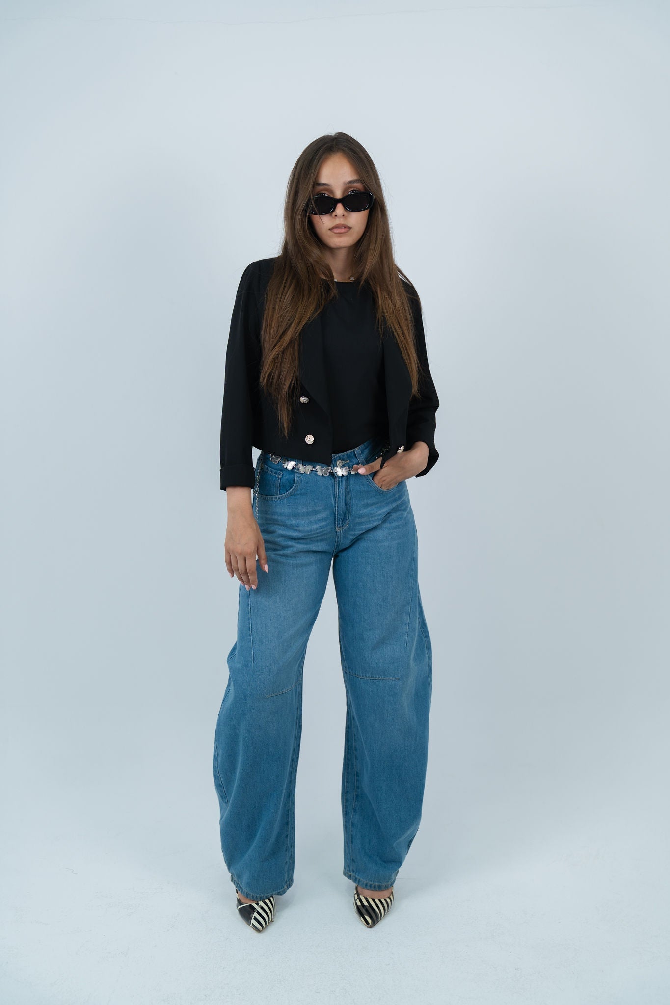 Cropped Blazer - In Black - Fully Lined