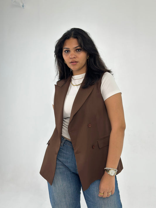 Crossover Vest - In Soft Brown