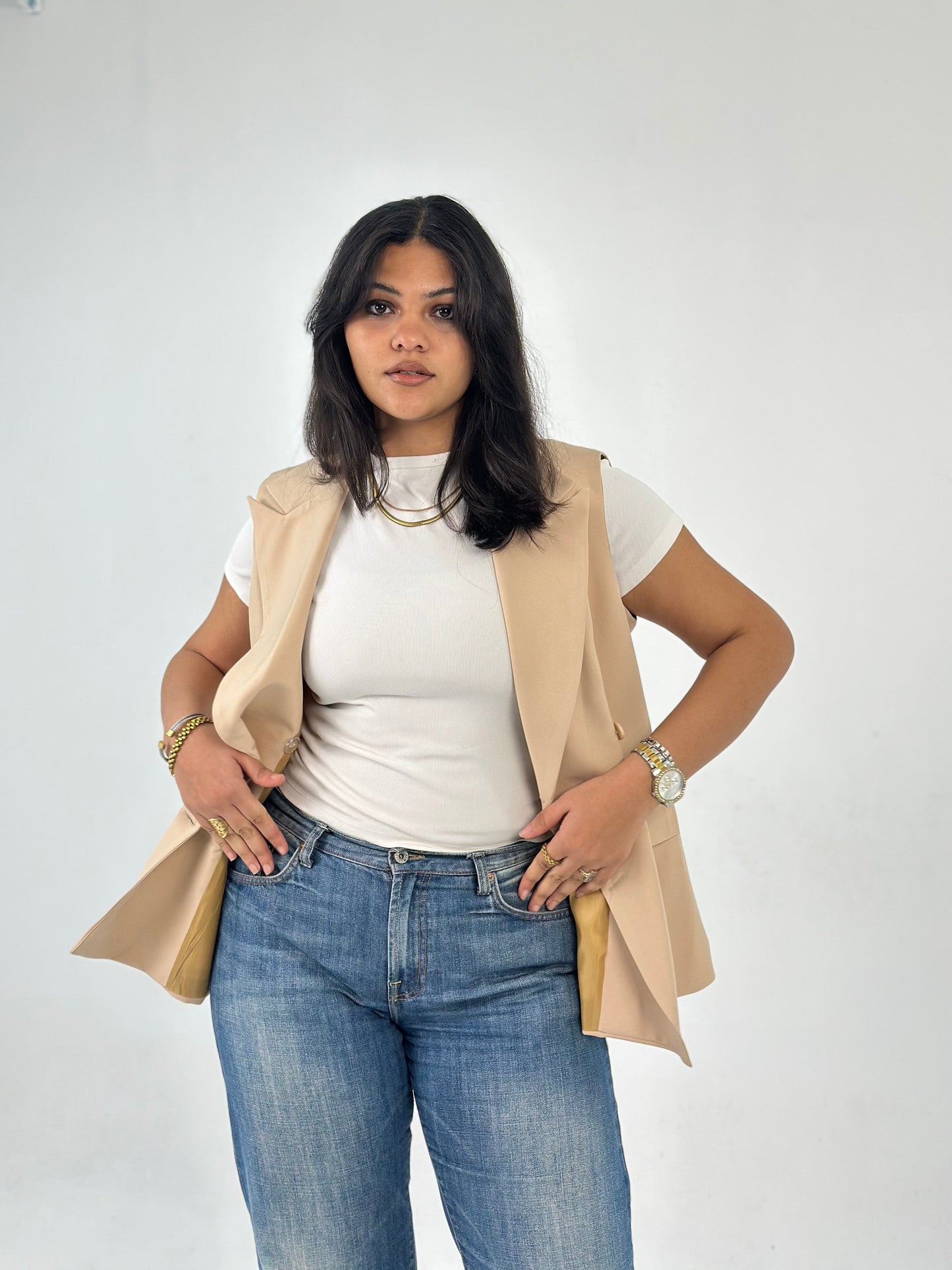 Crossover Vest - In Beige