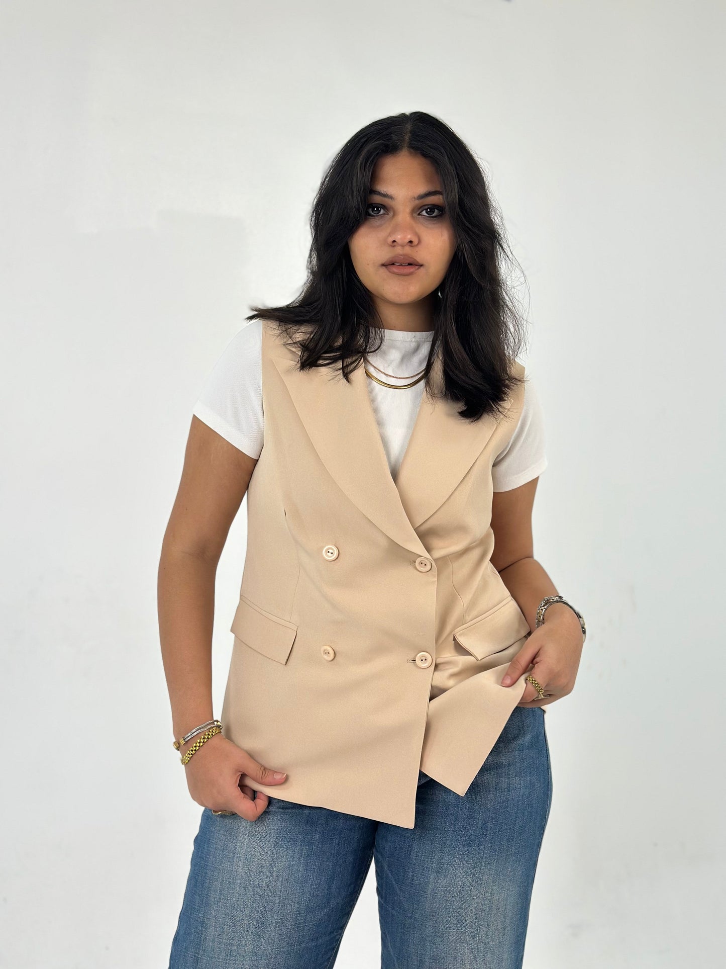 Crossover Vest - In Beige