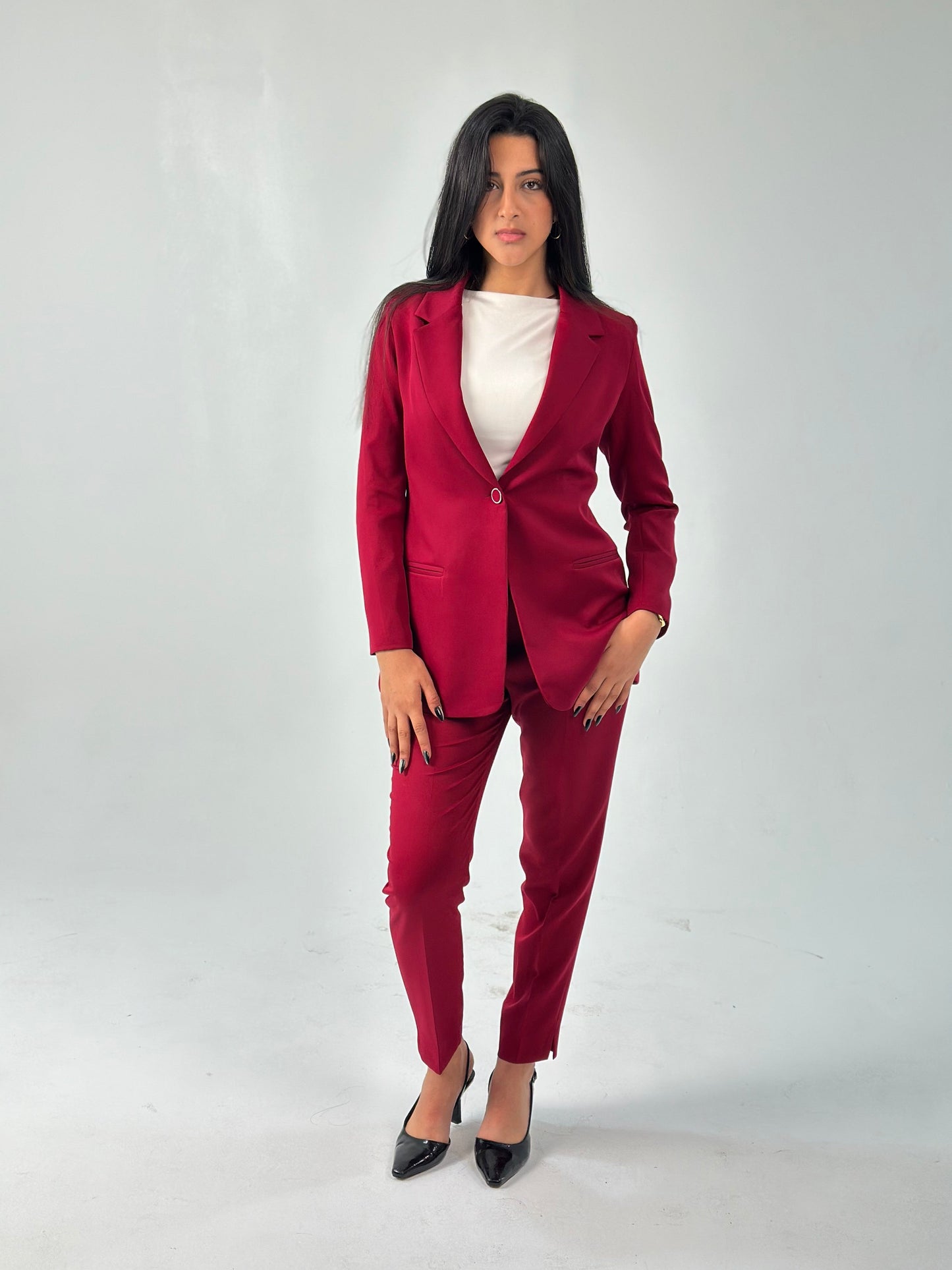 Relaxed Fit Blazer - In Burgundy - Fully Lined