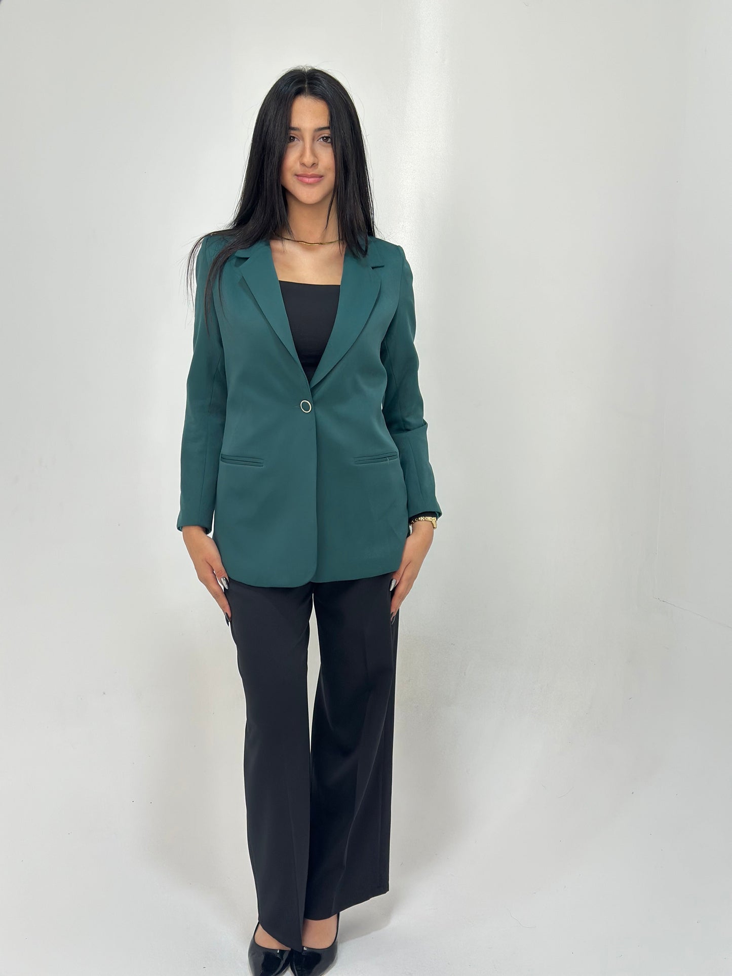 Relaxed Fit Blazer - In Teal - Fully Lined