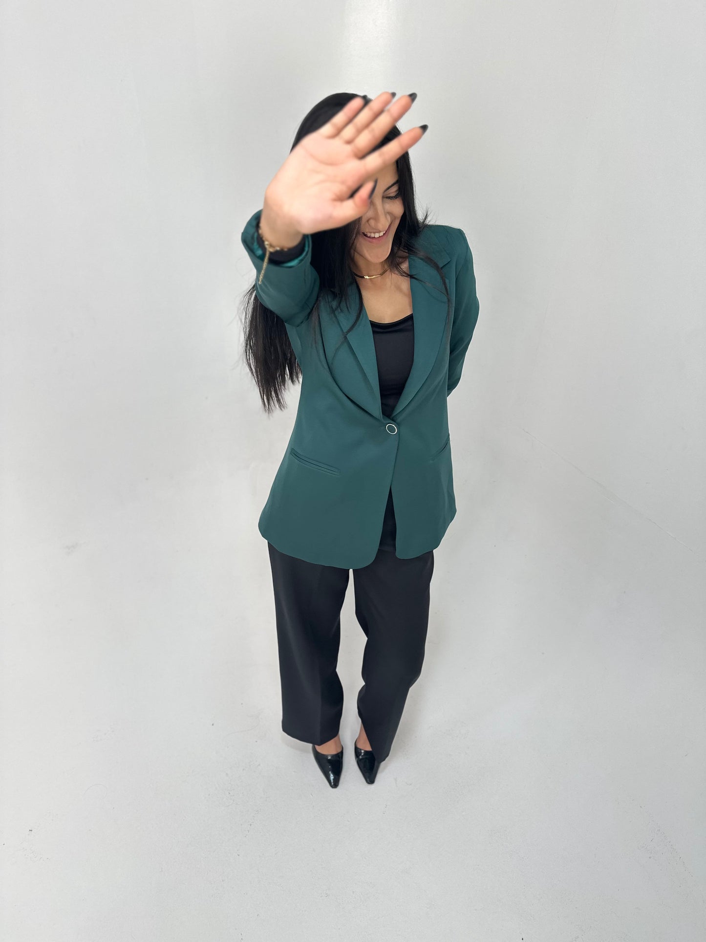 Relaxed Fit Blazer - In Teal - Fully Lined