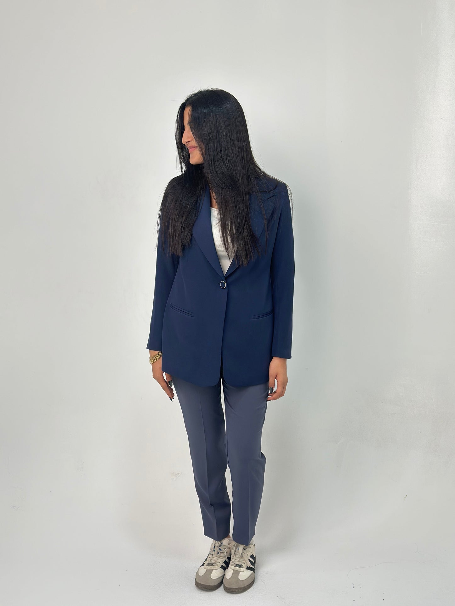 Relaxed Fit Blazer - In Navy - Fully Lined