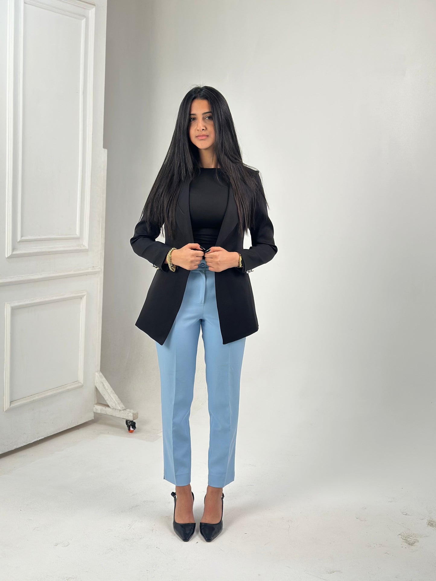 Slim Fit Pants - In Baby Blue