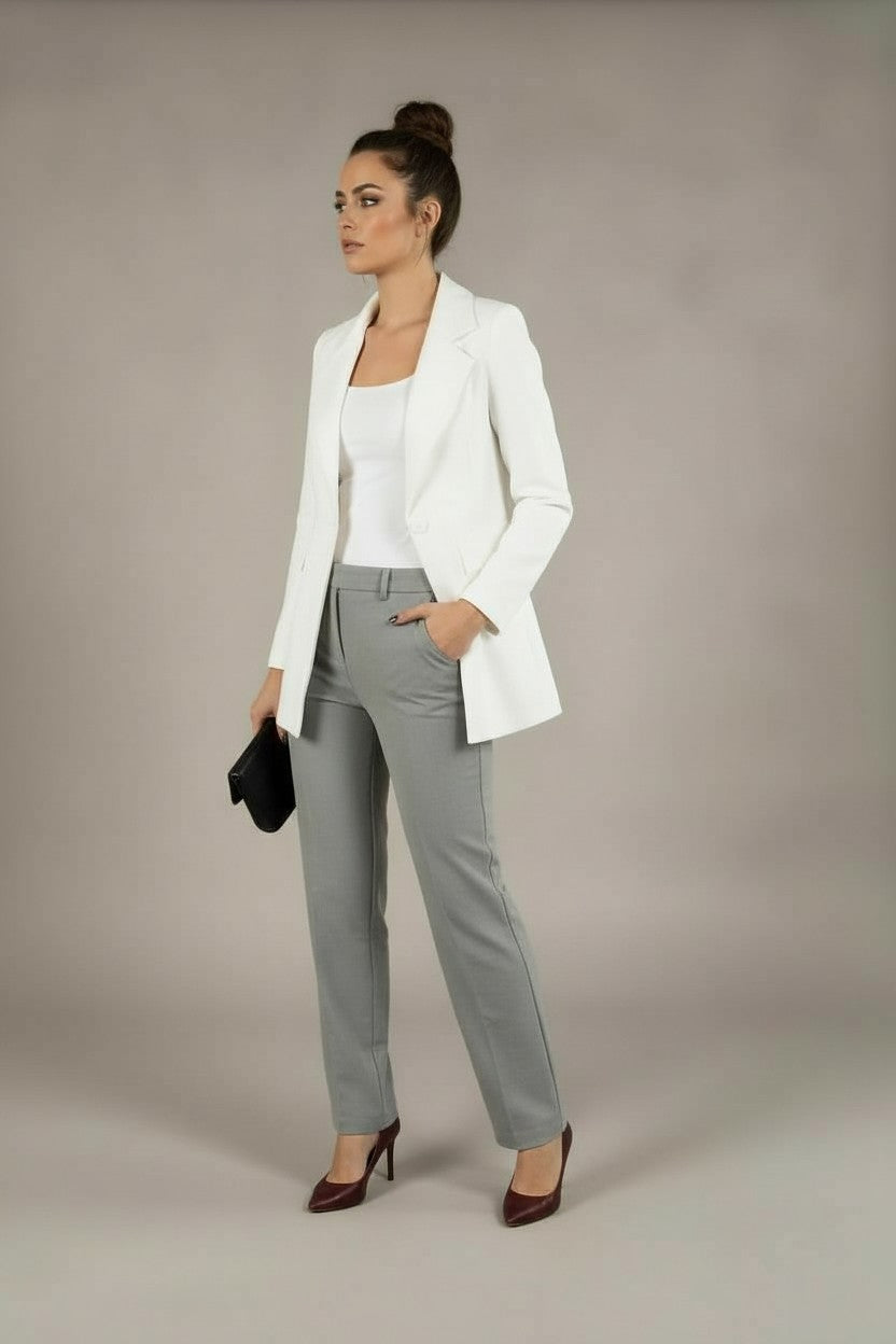 One-Button Essential Blazer - In White - Fully Lined