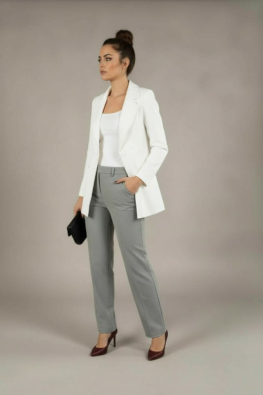 One-Button Essential Blazer - In White - Fully Lined