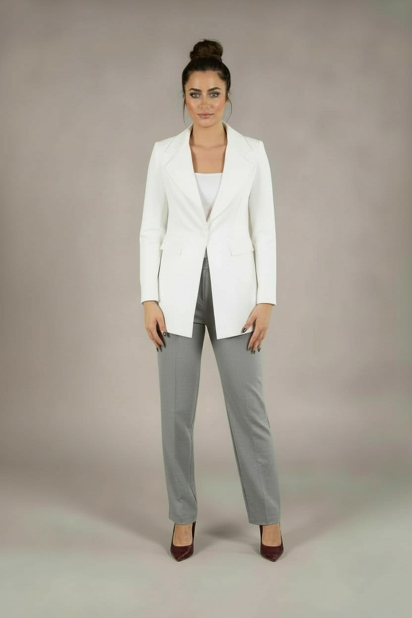 One-Button Essential Blazer - In White - Fully Lined