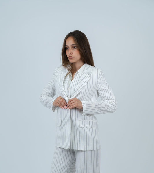 Stripped Linen Blazer